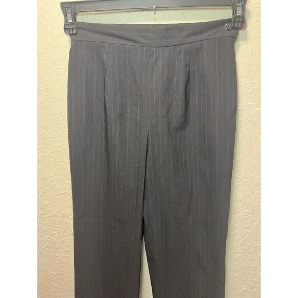 Womens Pants VISIONE by SHERI EHRLICH size 2 Black Side Zipper Pin Stripe  #28‎ - Picture 3 of 6